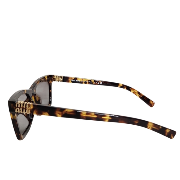 Miu Miu Tortoise Shell Rectangular Sunglasses - Picture 4 of 10